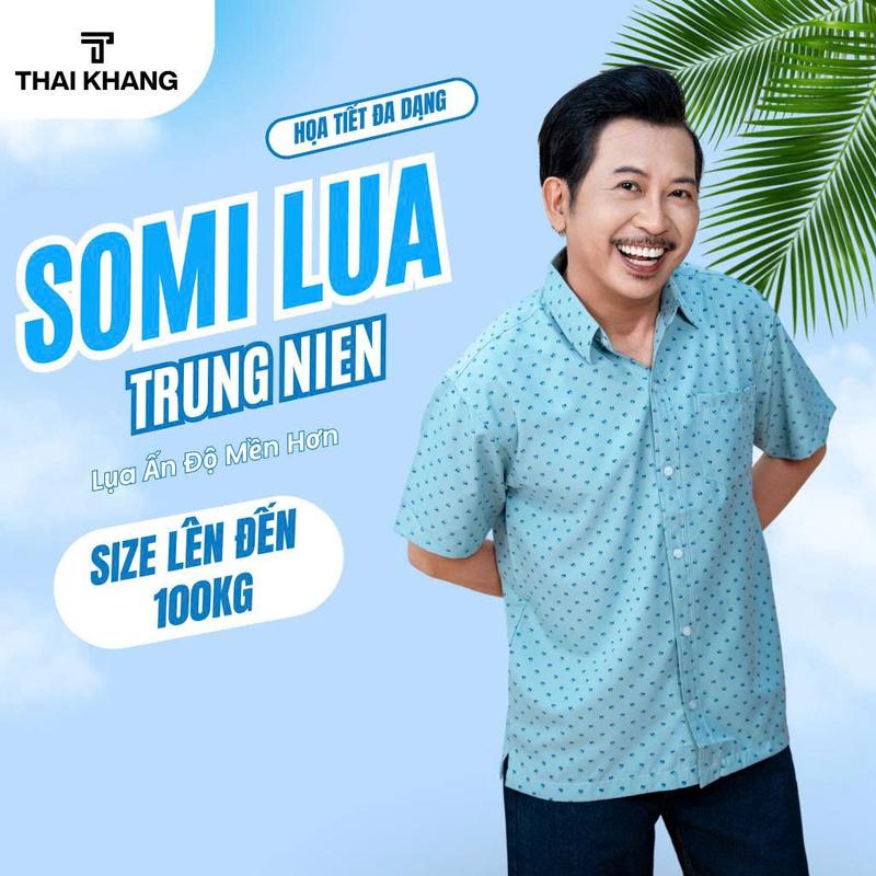 Áo sơ mi nam ngắn tay trung niên vải lụa co giãn mềm bề mặt mịn siêu form rộng classic ALUA30 Menswear Cổ Tròn