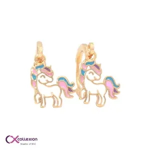Collexion Magical Unicorn Kids Drop Earrings Anting Anak Lapis Emas Gold Plated