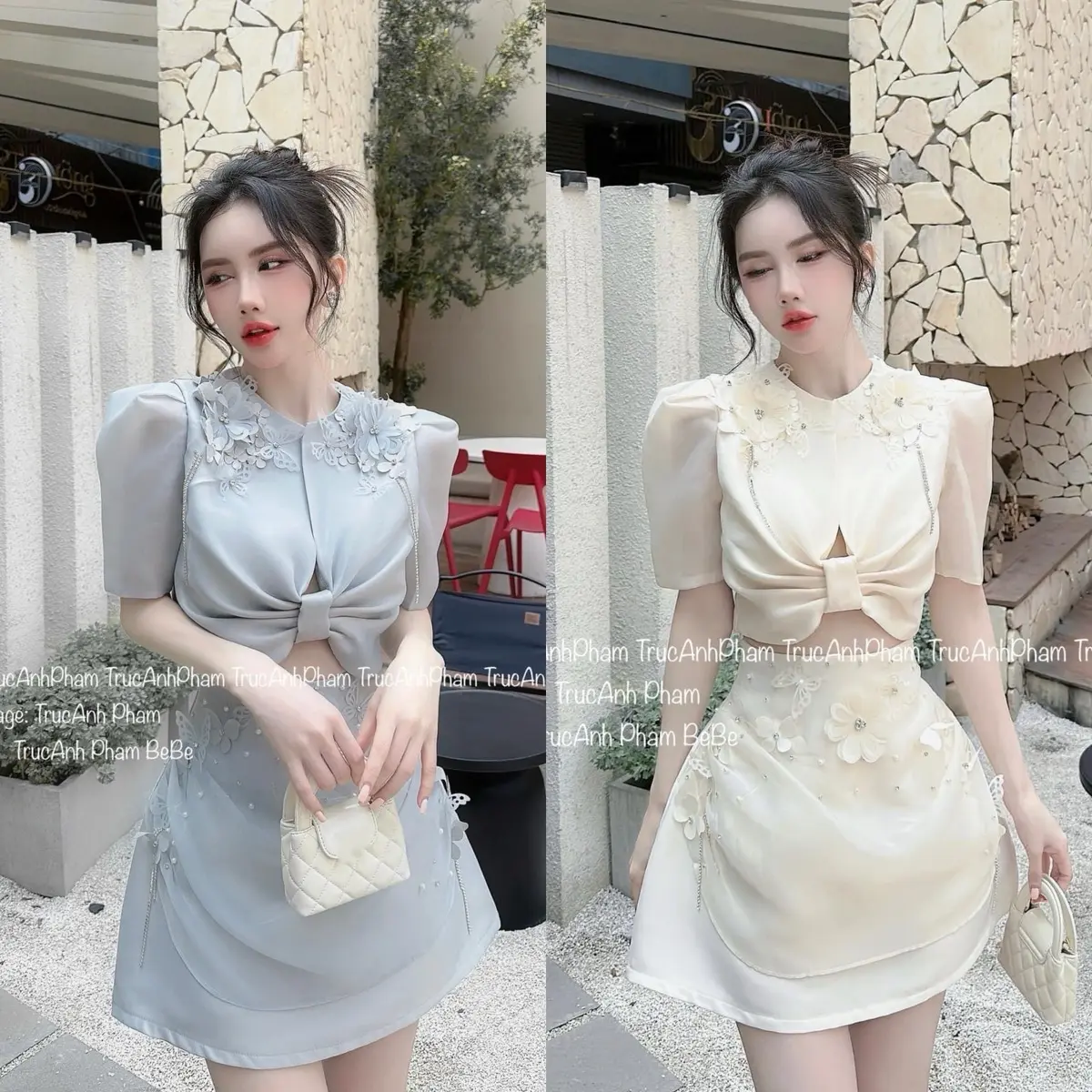 Set rời áo váy đính kết hoa thủ công Tap22