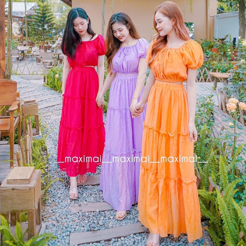 Set Maxi Nữ Tơ Nhăn Maxi Mai top women 2