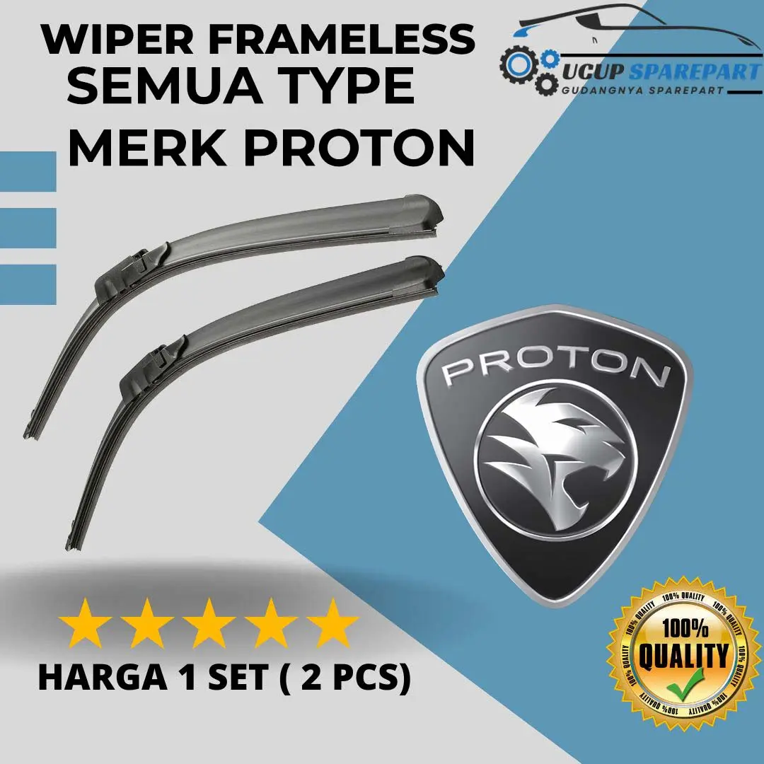 WIPER FRAMELESS MOBIL PROTON 1 SET 2 PCS - UNTUK SEMUA TYPE MEREK MOBIL PROTON Air Besi