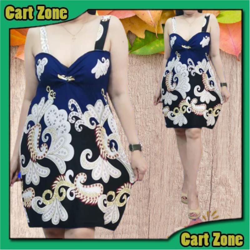 Product Introduction of CartZone Free Size Korean Elegant Floral Fashionable Plus Size Dress Sando Spaghetti Strap Sleeveless for Women / Ladies / Teens Sexy Dress High Quality Best Seller Summer Sleep Mini Dress Free Size Fit Up To XL Casual Womenswear 6