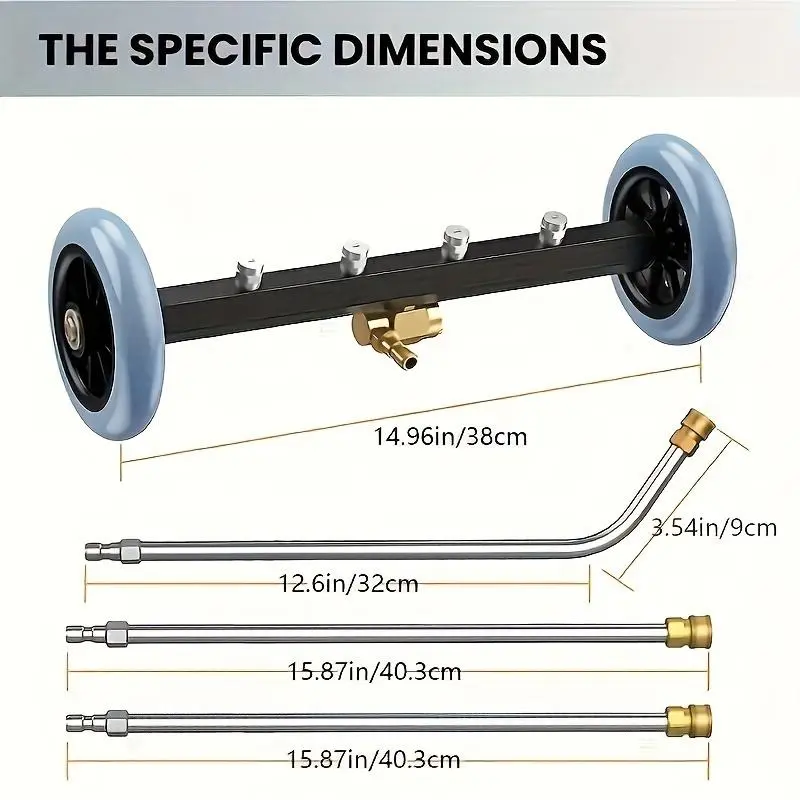 Car Undercarriage Pressure Washer with Surface Cleaner Attachment, 1 Set 4 Nozzles & 3 Extension Rods, Car Washing & Maintenance Tool 1