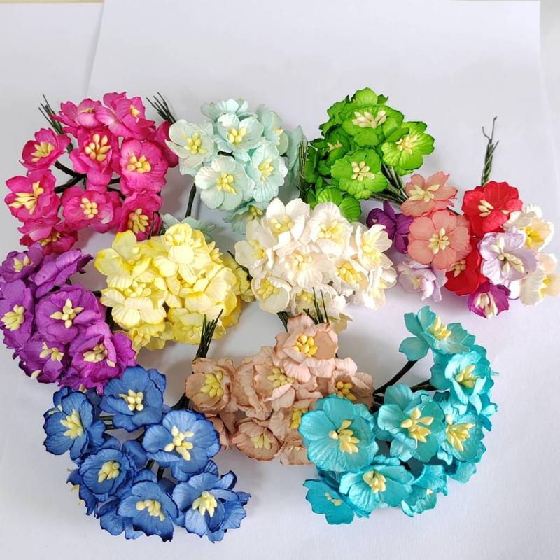 ดอกไม้กระดาษดอกซากุระ 25 มม. ดอกไม้กระดาษซากุระประดิษฐ์ 25 มม. ชุด 10 ดอกไม้ Flowers 4