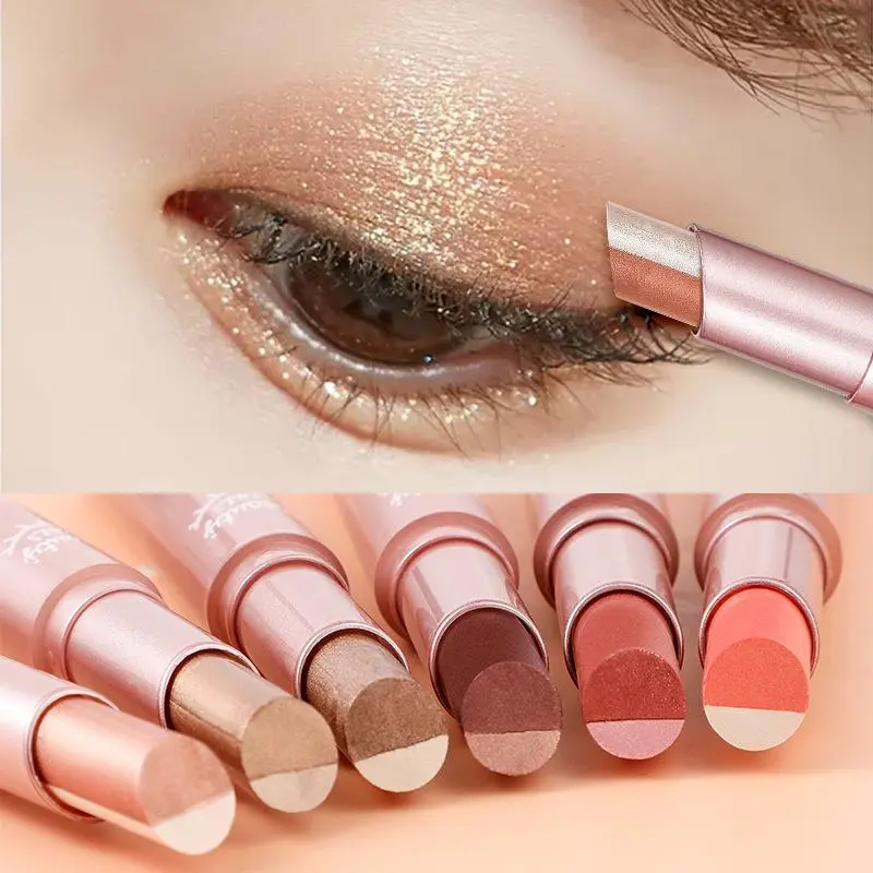 Bút Chì Phấn Mắt, Màu Kép Gradient, Không Thấm Nước Và Chống Mồ Hôi, Chống Nhòe, Ánh Ngọc Trai Lấp Lánh Mịn, Dán Phấn Mắt Lười Biếng Trang Điểm Mỹ Phẩm 0