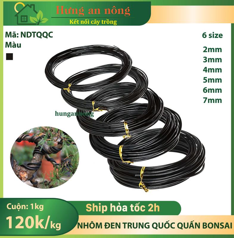 NDTQQC - 1kg dây nhôm đen Trung Quốc mềm dẻo chuyên quấn uốn cây bonsai, cây cảnh có nhiều size