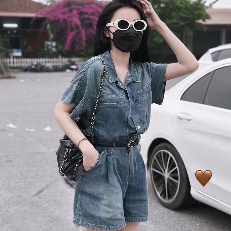 Bộ bò liền nhạt kèm đai thắt eo cao cấp