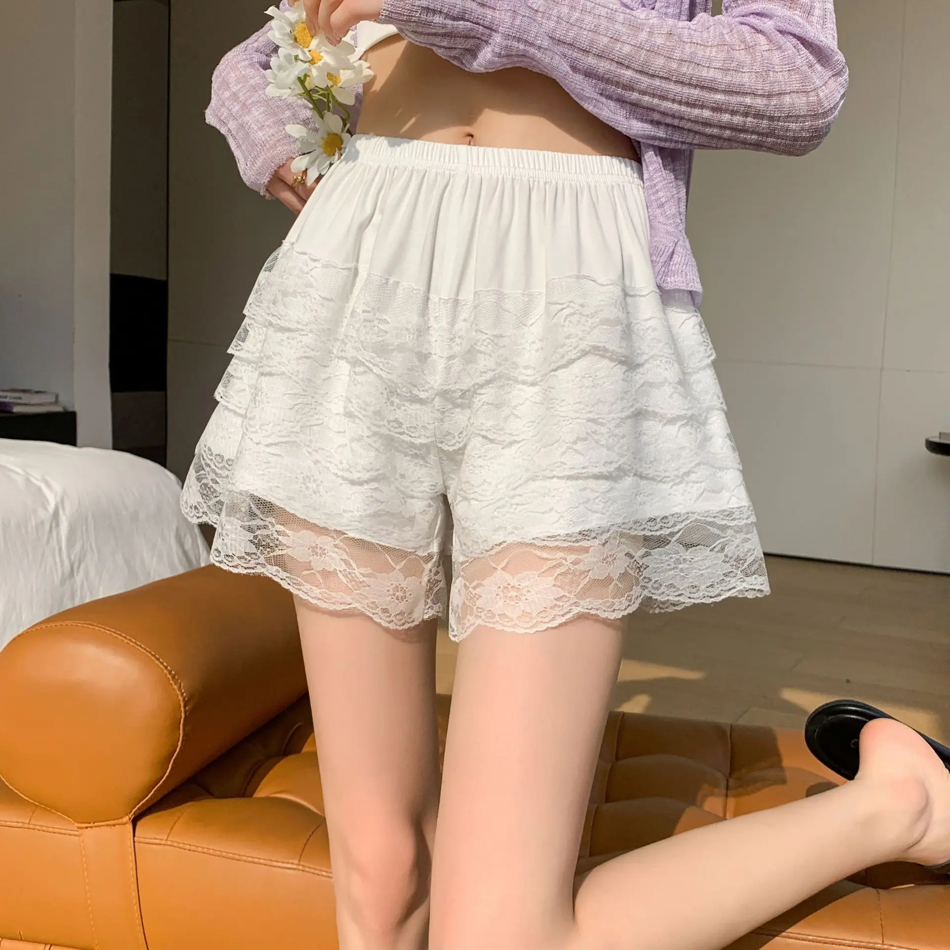 New JK Safety Pants Women Can Wear outside Summer Thin Lace Anti-Exposure Non-Curling Loose-Fitting Underwear Panties