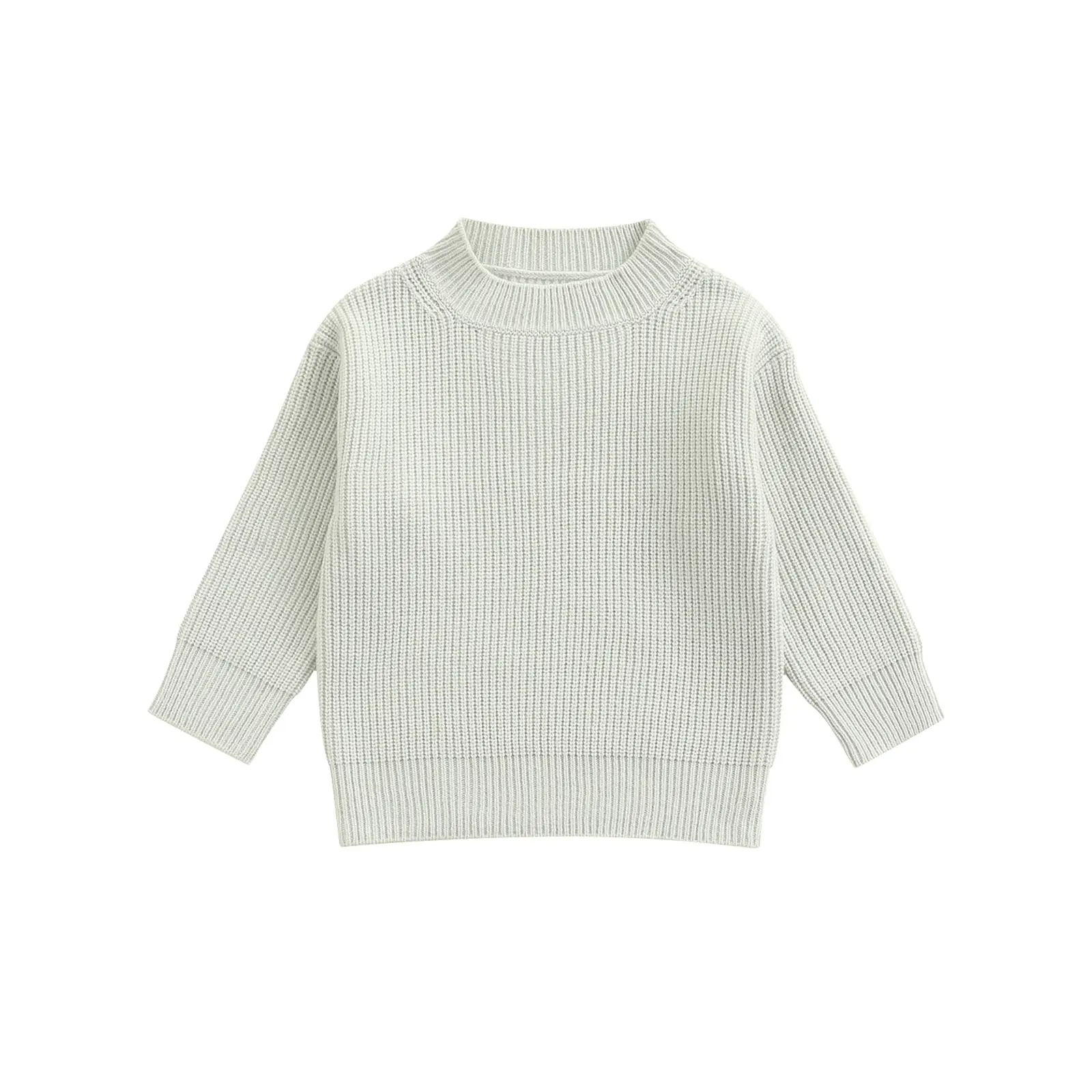 Toddler Baby Round Neck Long Sleeve Solid Color Rib Knit Sweaters