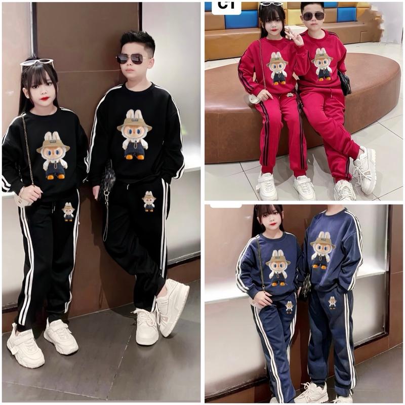 Combo 2 bộ nỉ bông labubu cho bé trai và bé gái (8-45kg) đồ  nông quanao  daitay sét  jean thun  lanh đồ  tole bo  tay