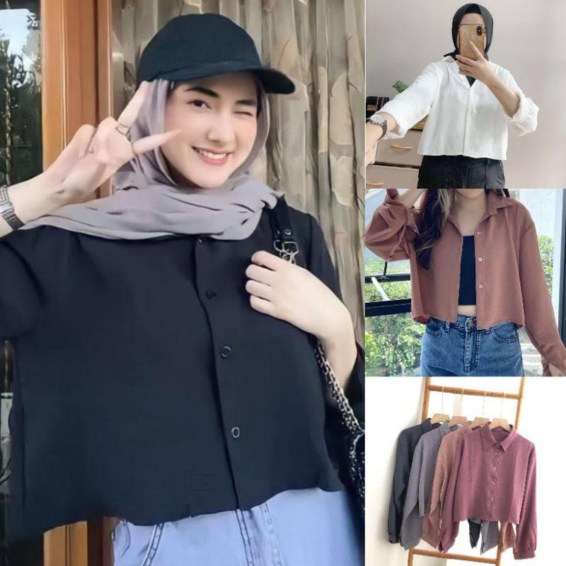 HANIN CROP / KEMEJA CROP / KEMEJA WANITA 0