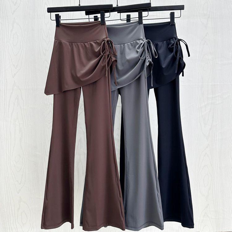 Product Introduction of 2024 Autumn and Winter New Fake Two-Piece Yoga Bell-Bottom Pants Women's Anti-Exposure High Waist Hip Lift Skinny Slimming Sports Culottes Womenswear Lingerie Comfort Basic 2