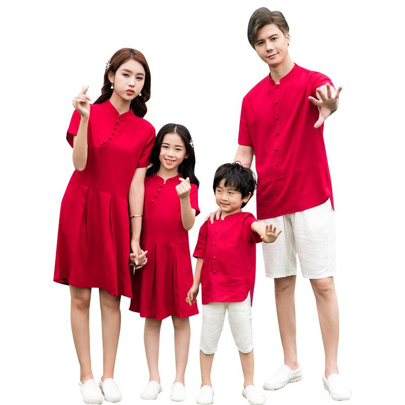 Product Introduction of New Year's Clothing 2025 Cheongsam Parent Child Dress Mother Daughter Dress Family Photo Family Dress Couple Brother Sister Dress 5