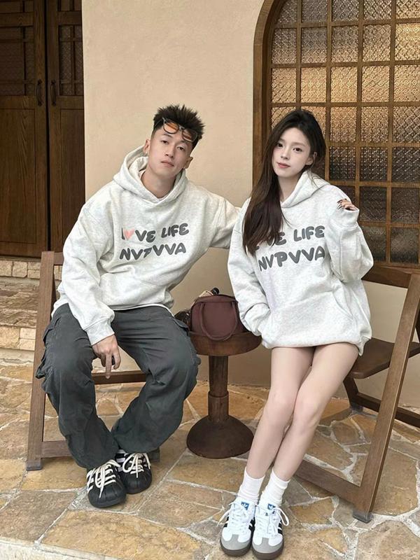 Áo Hoodie , áo hoodie đôi Sweater nam nữ Love Life , hoodie có mũ nỉ cotton mịn from Hàn Quốc  Dài Tay Menswear [A011] áo  anh tshirt  women Tay Dài Có Túi 2