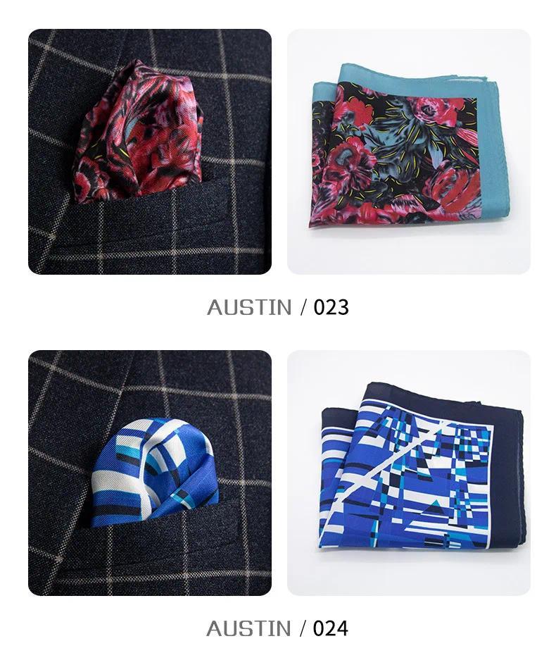 Product Introduction of Men 100% Silk Pocket Square Print Real Satin Small Square Scarf Gentleman Business Suit Shirt Chest Scarf Handkerchief 30*30 Cm 25