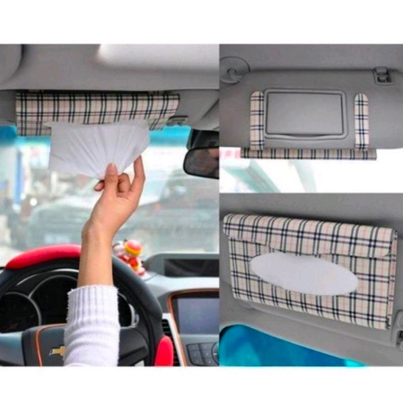 TEMPAT TISU SUNVISOR MOBIL MODEL GARIS MOTIF KOTAK 5