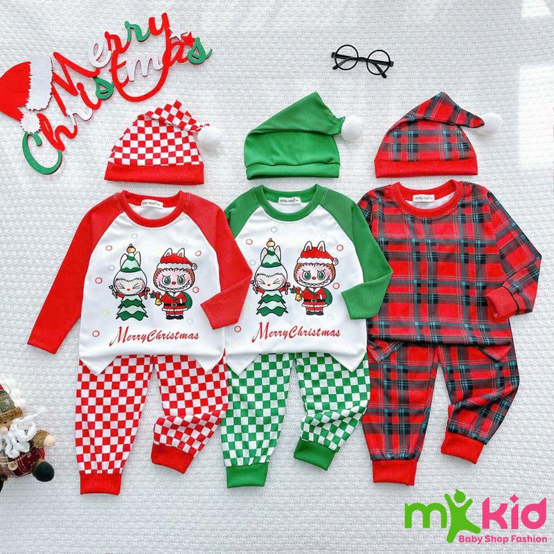 Đồ Bộ Dài Tay NOEL Cho Bé Trai 8-26KG, Chất Liệu Len Tăm Giữ Ấm Tốt Cho bé mặc nhà Đi Học,  Đồ Ngủ Giáng Sinh Cho Bé