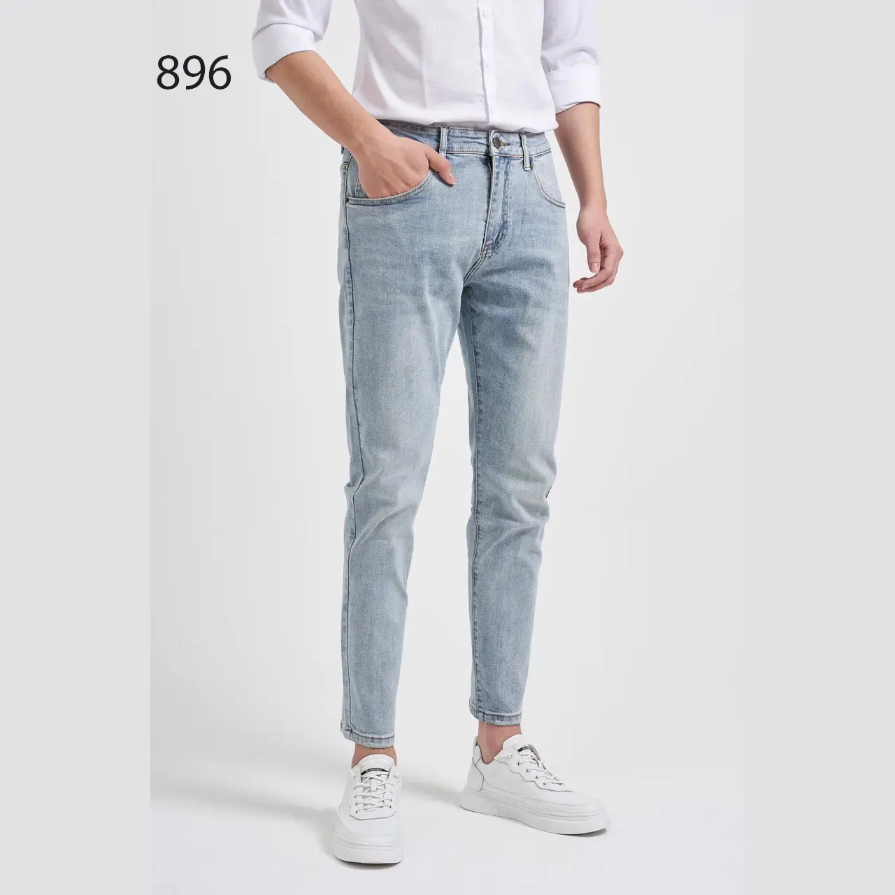 QUẦN JEANS NAM DÀI MÀU XANH TRẮNG NHẠT CO DÃN MENSWEAR PANTS