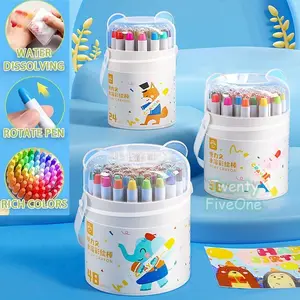 (In Stock) KUAILIWEN Washable Silky Crayon 48 Warna Colorful Bucket Krayon Mewarnai Alat Warna Set