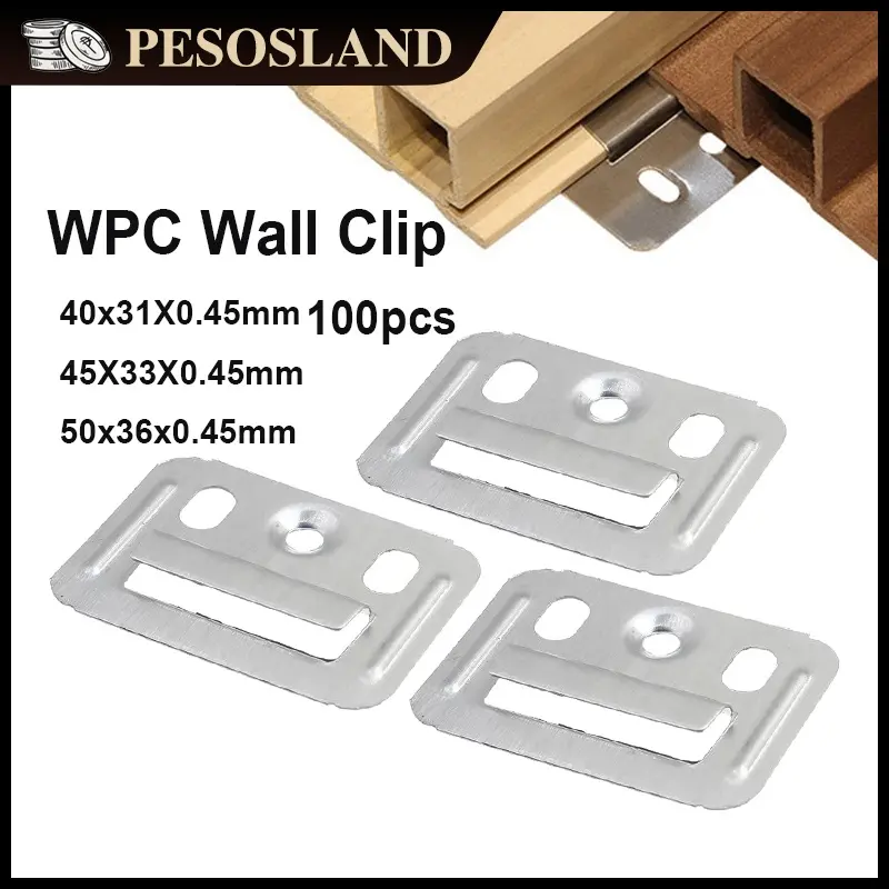 100Pcs Stainless Steel Clip For WPC Wall And Ceiling Fluted Cladding Clip