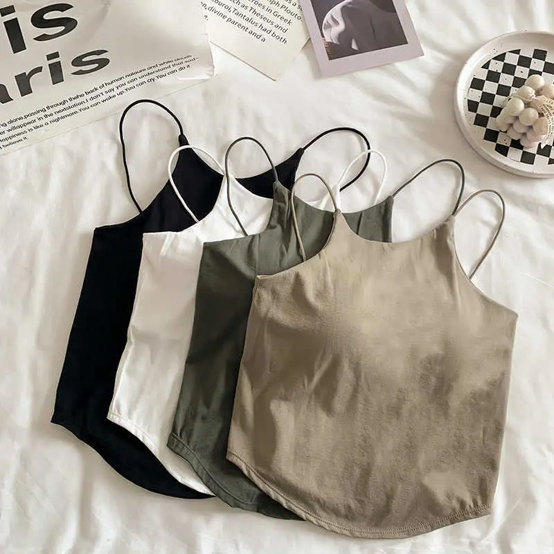 Spicy Girl Pure Desire Strapless Backless Solid Color Vest with Chest Pad Slim Fit Tube Top Short Base Shirt