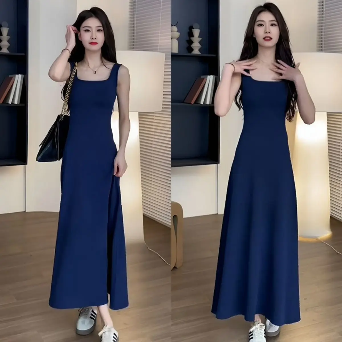 Pear-Shaped Body Summer Draped Elegant Slim Long Dress for Women New Waist-Cinching Slimming Sleeveless Pear-Shaped Body Summer Draped Elegant Slim Long Dress for Women New Waist-Cinching Slimming Sleeveless