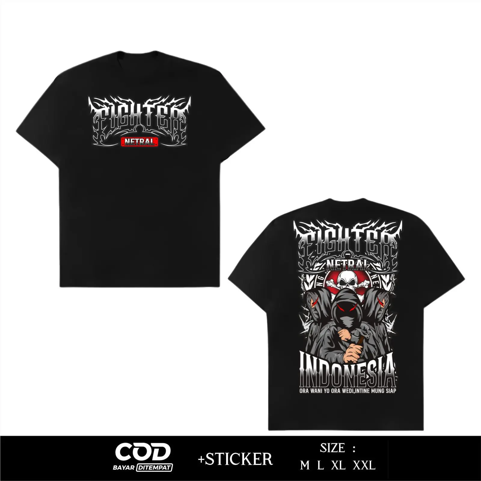 Kaos Lengan Pendek Fighter Netral Indonesia Desain Keren Terbaru Sablon Dtf By Inzavibe