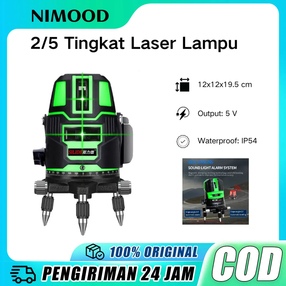 COD Waterpass TERPOPULER Laser Level Profesional Self Leveling Projector Green Laser 3 Line