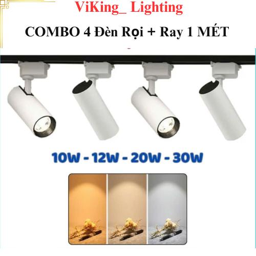 COMBO 4 Đèn Rọi Ray COB 10W 20W 30W 40W Kèm Thanh Ray 1 Mét Đèn Rọi Ống Bơ Đèn Led Đèn Soi Tranh Trang Trí Decor Chiếu Sáng Shop Quần Áo Quán Cà Phê