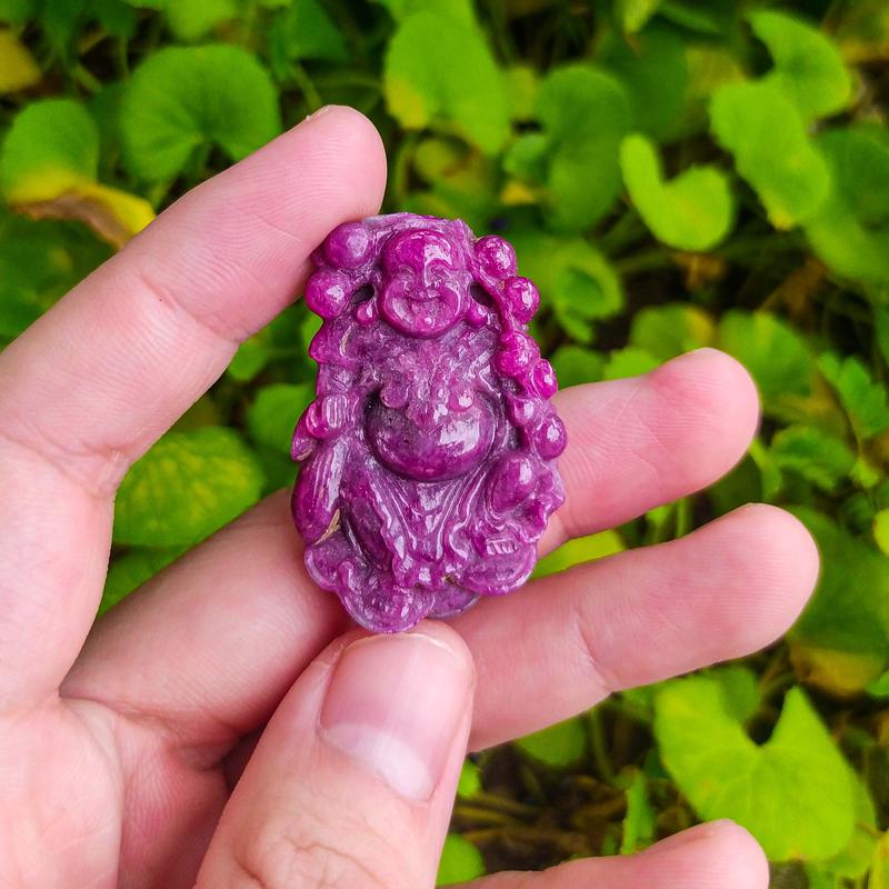 Mặt Dây Chuyền Đá Quý Ruby, Sapphire, Tạc Tượng Di Lặc 0