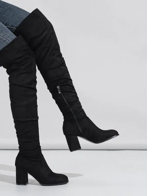Women's 2024 Trendy Fashionable Solid Color Pointed Toe Boots, Elegant Zipper Design over the Knee Boots for Daily Wear, Botas Para Mujeres, Fall Outfit, Botas 6