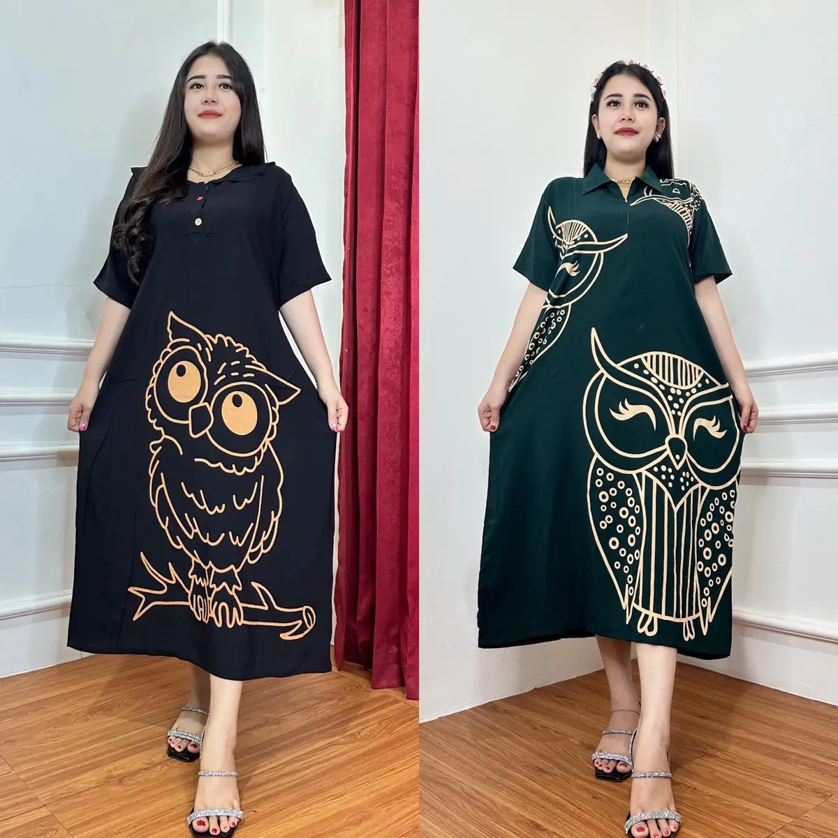 Daster motif owl terbaru ld 120 busui Kancing rayon premium motif Tebal