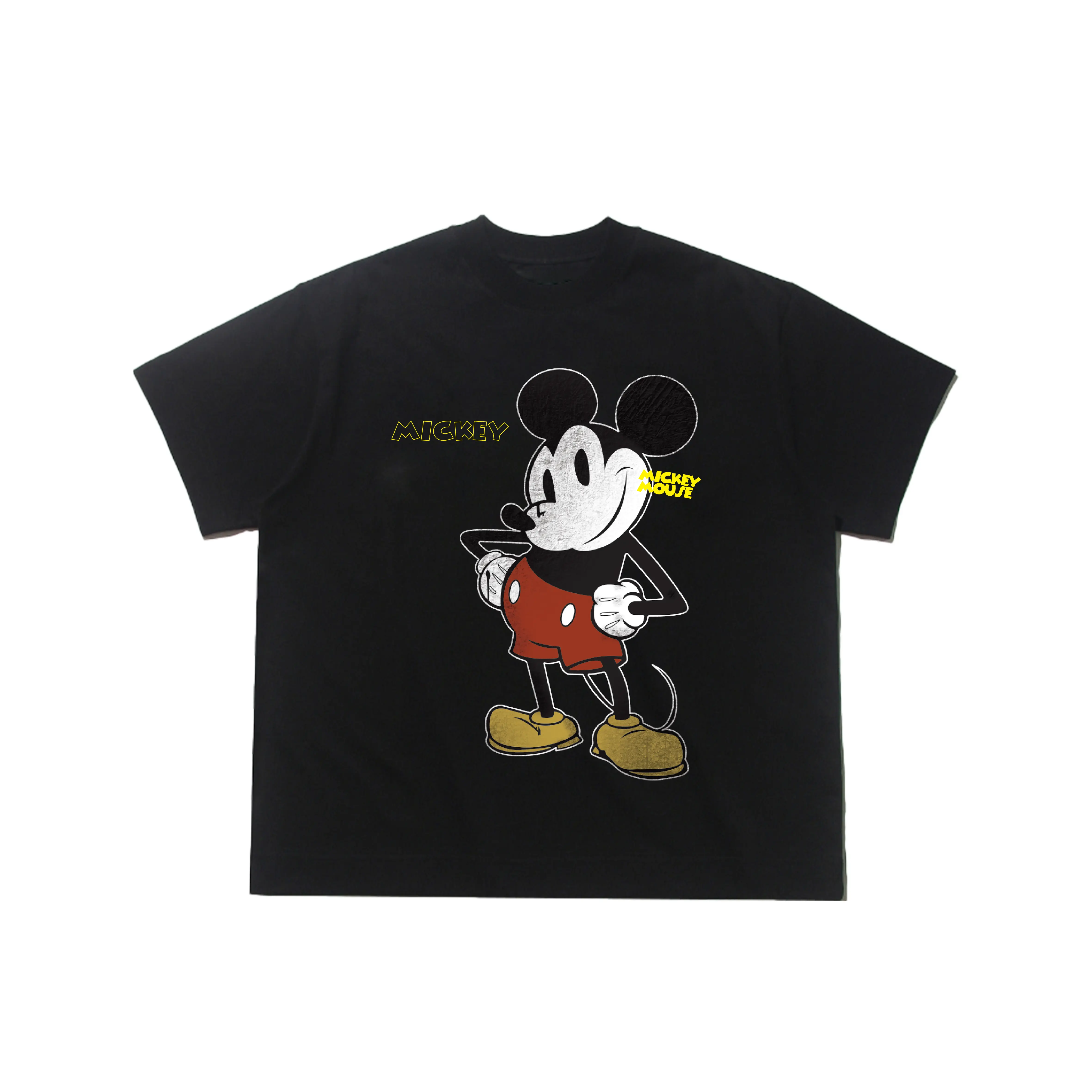 Áo thun tay lỡ unisex nam nữ áo thun MICKEY MOUSE cotton form rộng oversize 250gsm vải đã qua xử lý co rút