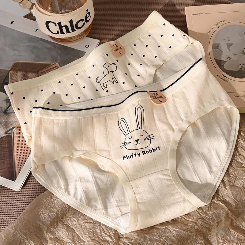 Product Introduction of 2025 Cotton Cartoon Printed Underwear for Women Elastic Hip Antibacterial Cotton Crotch Breathable Mid Waist Girl Student Underwear Fashion Best-Seller 33