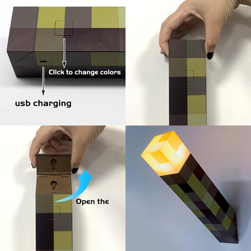 Product Introduction of Pixel Design Handheld Flashlight, LED Lights, Cordless LED Night Light, Rechargeable Novelty & Gag Toys Gift, Holiday Essentials, Back To School 4
