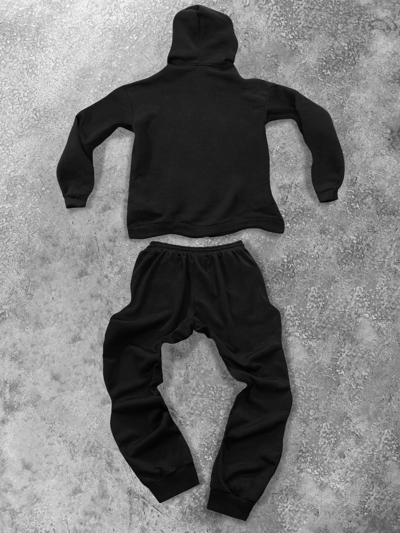 Product Introduction of Two-piece Set Men's Star  and Number Patched Drawstring Hoodie & Elastic Waist Sweatpants, Regular Fit Casual Fashion Cozy Breathable Two Piece Outfits for Daily Outdoor Wear, Men Clothes for Fall & Winter 13