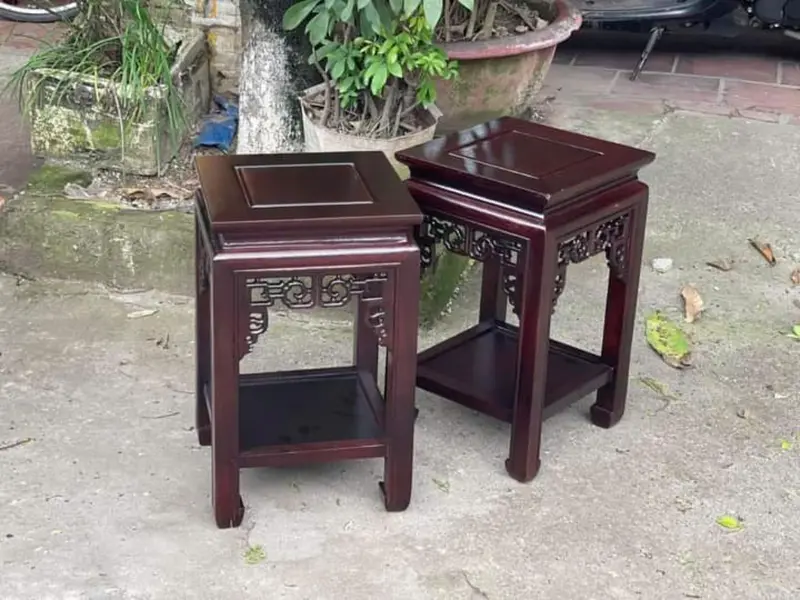 Đôn vuông gỗ lim Nam Phi (cao 50, mặt 30x30 cm) 2