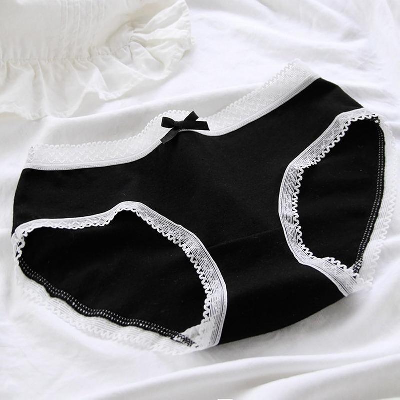 Womens Hipsters Lace Trim Bows Panties with Animal Zebras Print Breathable Cotton Middle Waist Underwear Briefs 4