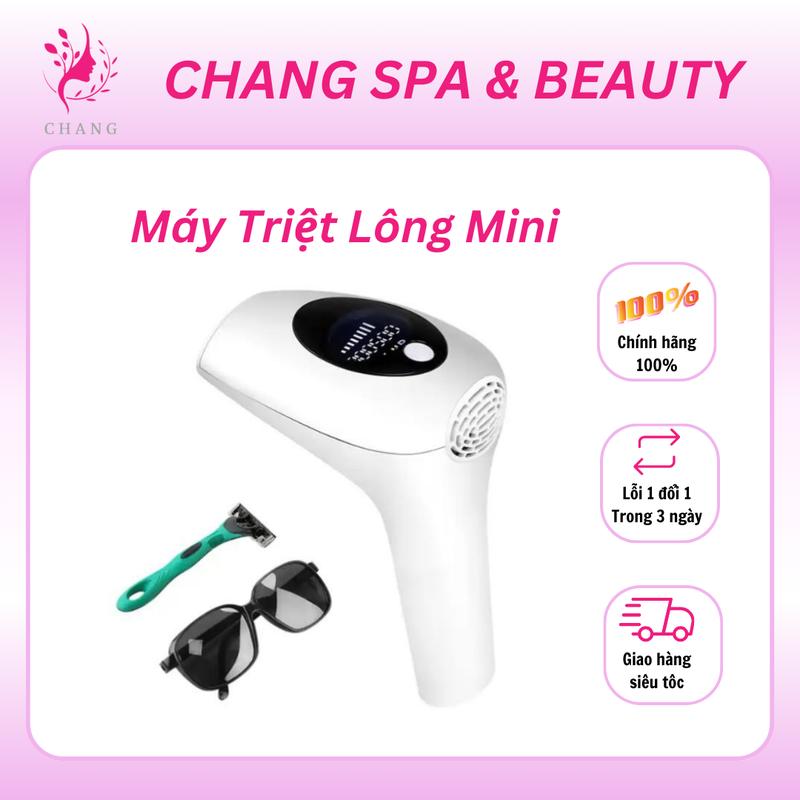 Máy Triệt Lông Cá Nhân Mini 8 Cấp Độ - Tặng Gel Kính Đeo Dao Cạo Tỉa Lông Máy Triệt IPL
