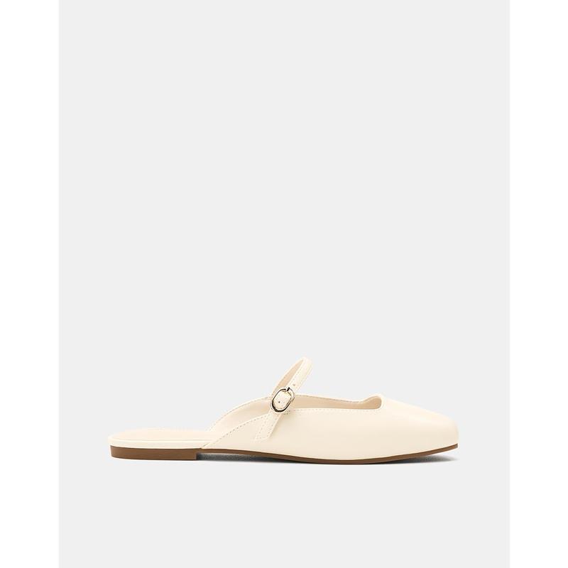 JUNO Giày Búp Bê Cao Gót Phối Khoá Trang Trí - BB01145