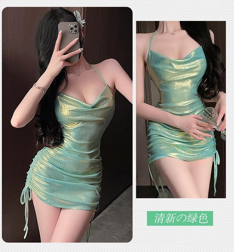 Product Introduction of 【4Z】Sexy halter strap dress, clubwear bodycon mini dress, waist-slimming ruffles bodycon dress, sweet and cool Korean-style nightgown 26