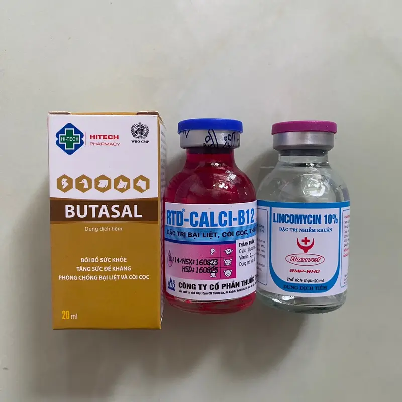 Bộ bại liệt gà đá, yếu chân ( 1 lọ butasal, 1 lọ canxi b12 và 1 lọ lincomycin 10%) 5