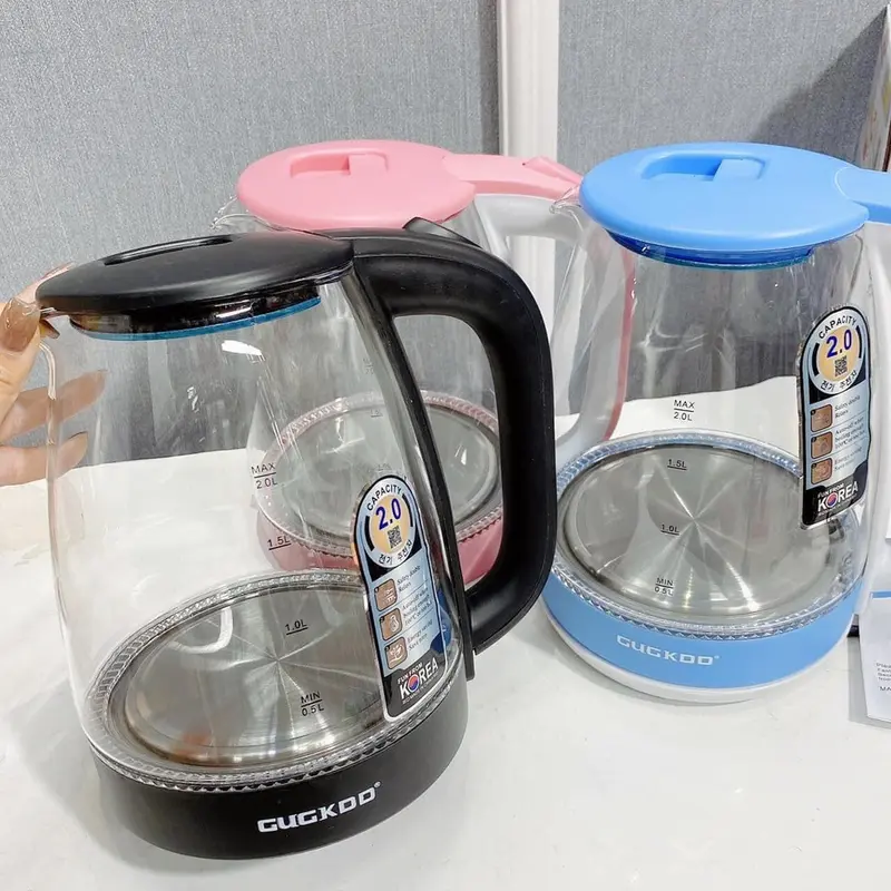 Ấm Siêu  Thuỷ Tinh 2.0 L,Cao Cấp Công Xuất 1500W Bình Siêu  Trong Suốt Cường Lực Đèn LED Tự Ngắt Khi Sôi Đun Nước Bình Đun Nước Đun Siêu  ấm  siêu  tốc ấm  siêu lít 3