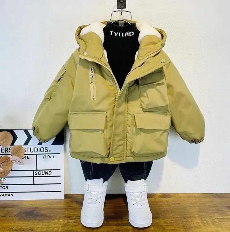 {15-45kg} - ÁO  KHOÁC  PARKA  LÓT  LÔNG  HÀN  QUỐC  cho bé trai và bé gái,  khoác gió parka lót lông giữ ấm cho mùa đông kaki lót lông bé quần  nỉ 3