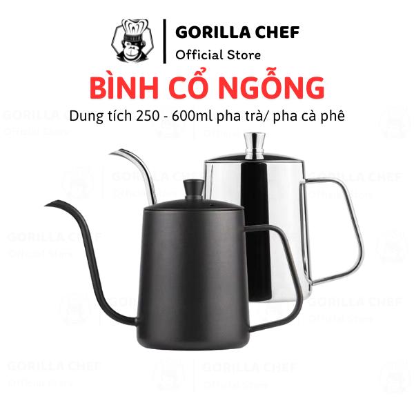  Bình cổ ngỗng inox Gorilla Chef ấm cổ ngỗng pha cà phê phin pour over với dòng nước đều và nhẹ nhàng 
