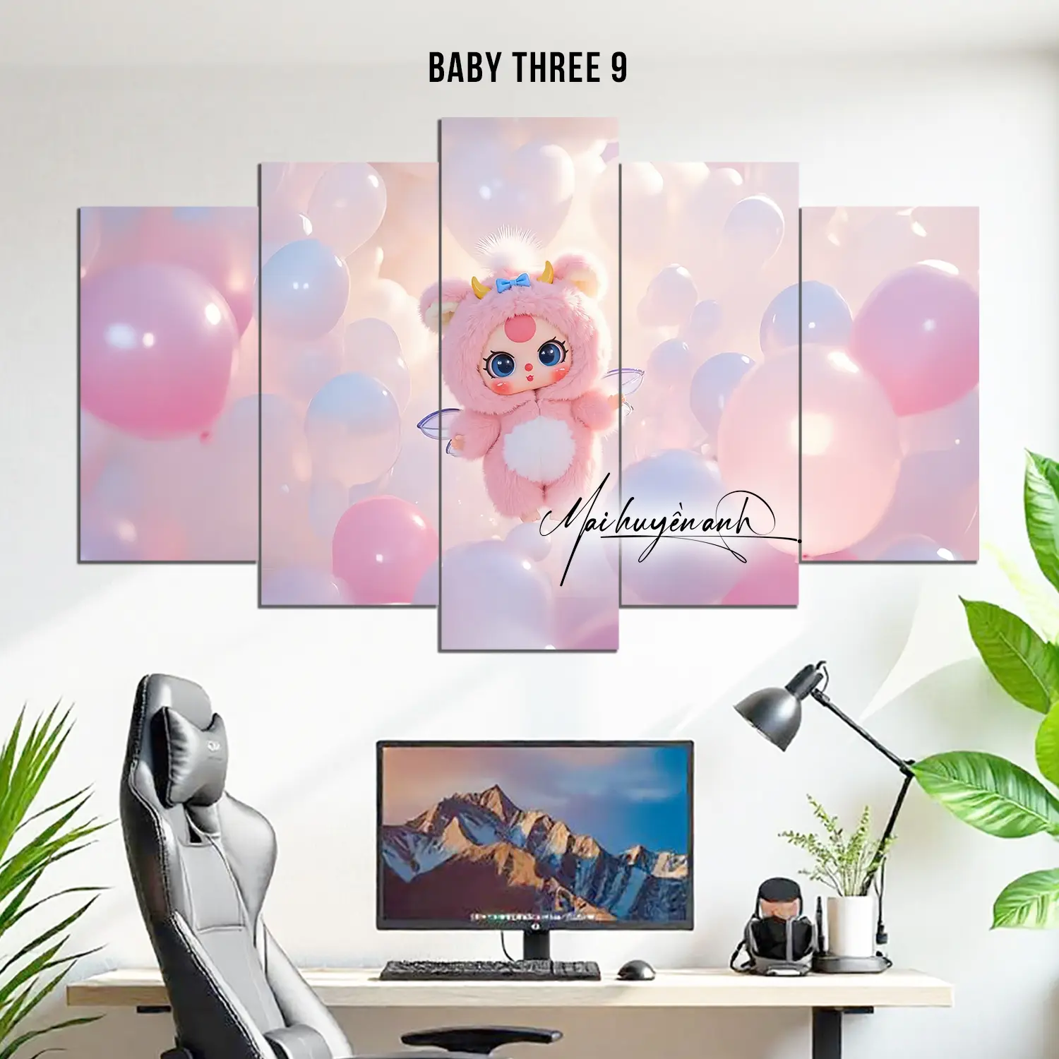 TRANH BABY THREE - MẪU BỘ 5 TRANH - Trang trí phòng khách, Decor phòng ngủ - { Mai Huyền Anh }