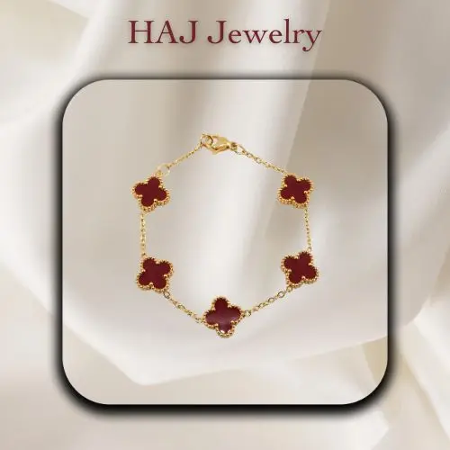 Lắc tay hợp kim cao cấp kết hợp đá agate đỏ  - 9 ly