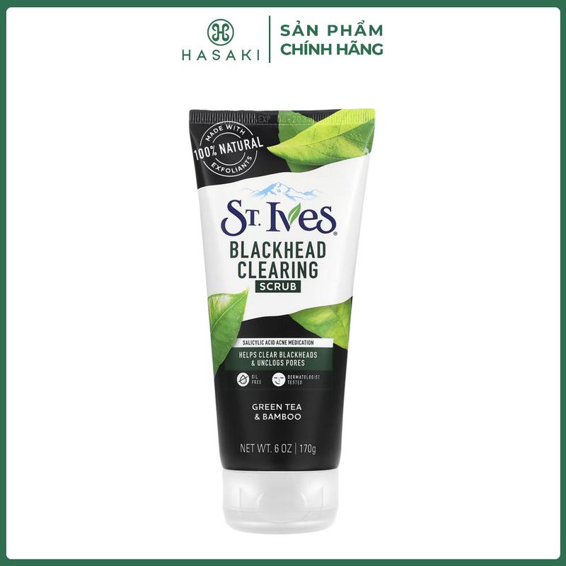 Sữa Rửa Mặt St.Ives Tẩy Tế Bào Chết Trà Xanh & Than Tre 170g Blackhead Clearing Green Tea & Bamboo Scrub | HASAKI BEAUTY