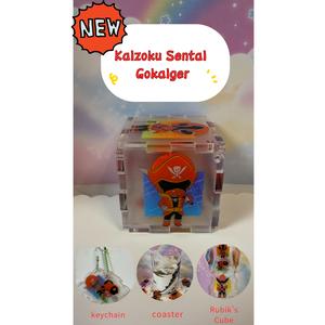 Super Sentai Gokaiger พวงกุญแจอะคริลิคสีแดง, ลูกบาศก์ DIY สร้างสรรค์, ชุดของขวัญหกชิ้น, ความยาว 5 ซม., พร้อมโซ่แขวน, ธีม Gokaiger ဦ  း  က  ြ  ည  ်  စ  က  ်  ရ  ု  ပ  ်