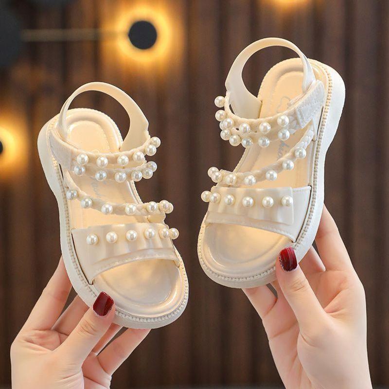 Sandal Đính Hạt ngọċ Trai Siêu xᶖnh Cho Bé Gái Bánh Bèo Yêu Kiều Đi Học Đi Chơi [SDG65] giày  cao 1
